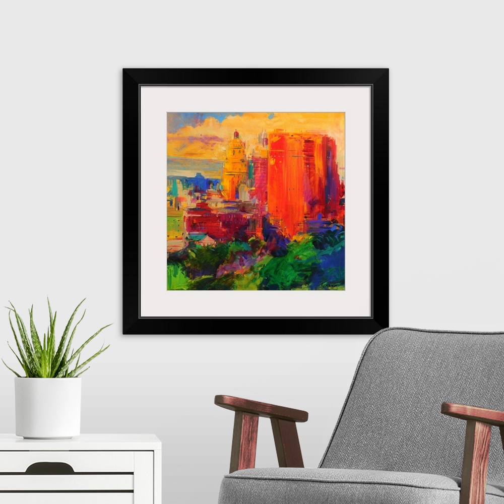 A modern room featuring The Majestic, New York (originally oil on canvas) by Graham, Peter