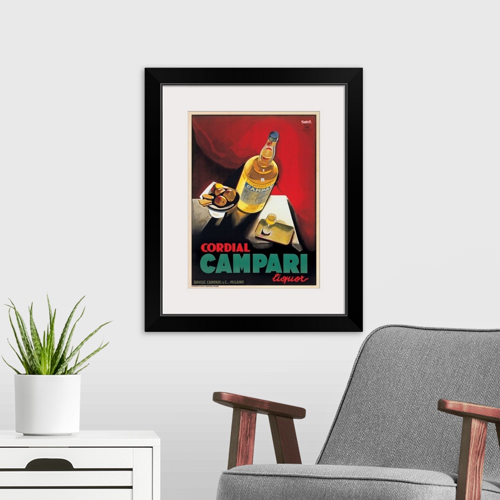 A modern room featuring Vintage advertisement for Cordial Campari
