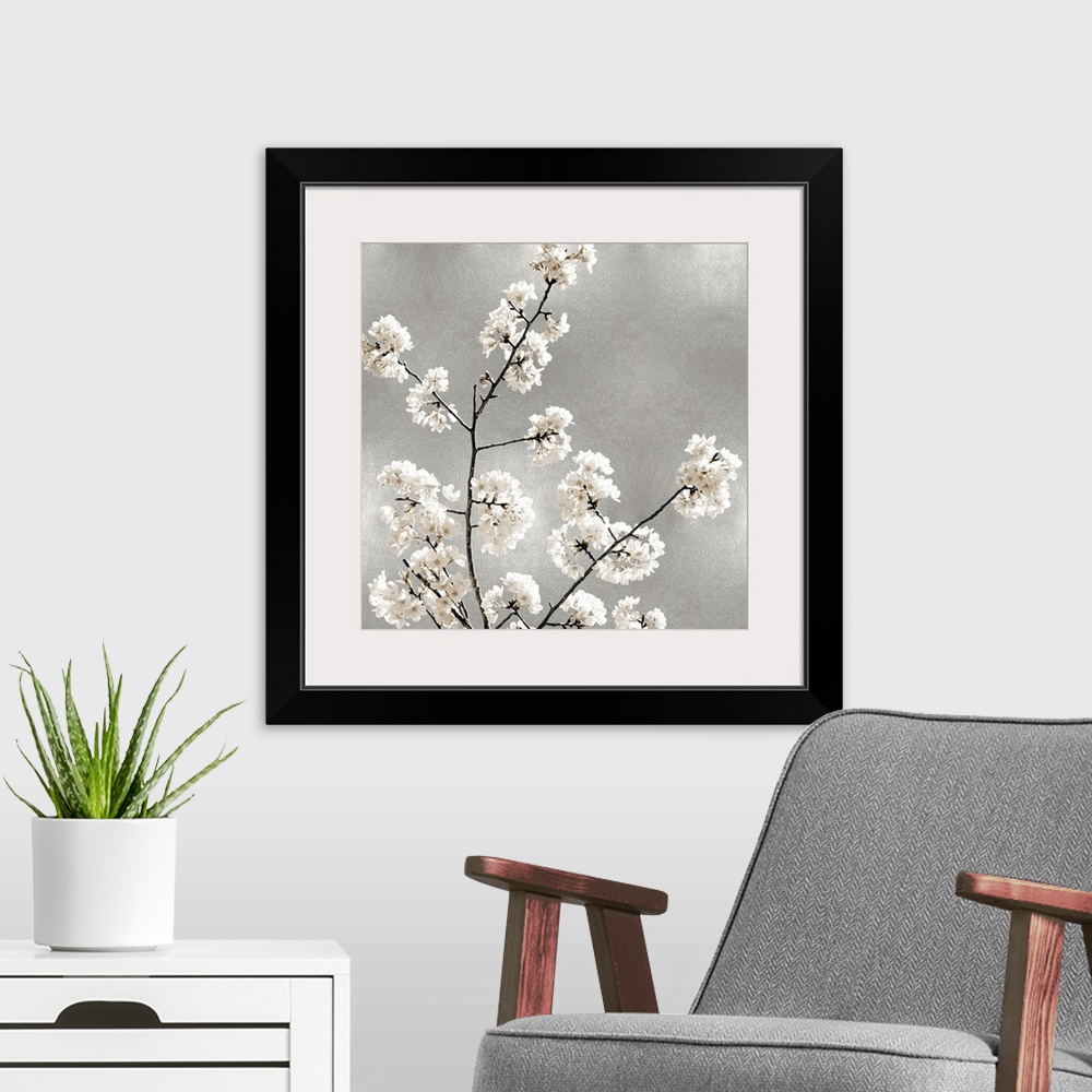 A modern room featuring Silver Blossoms I