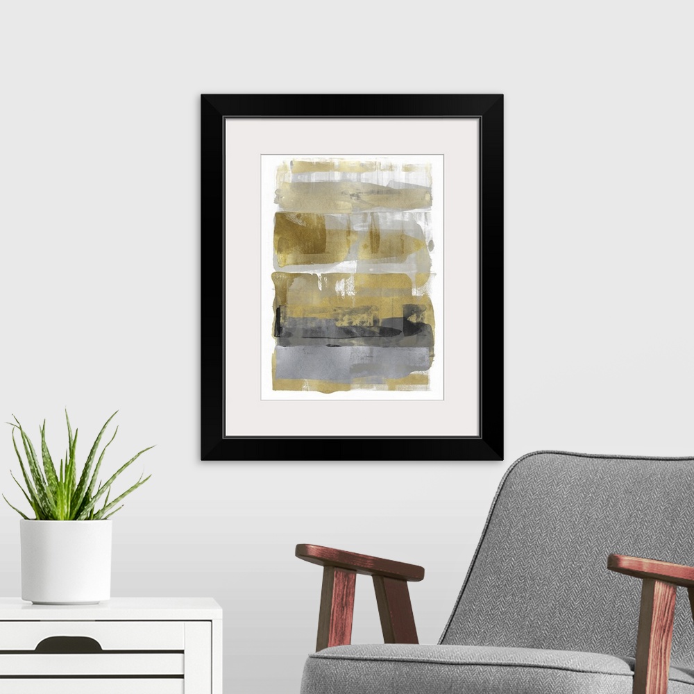A modern room featuring Abstract Expressions Gold Grey