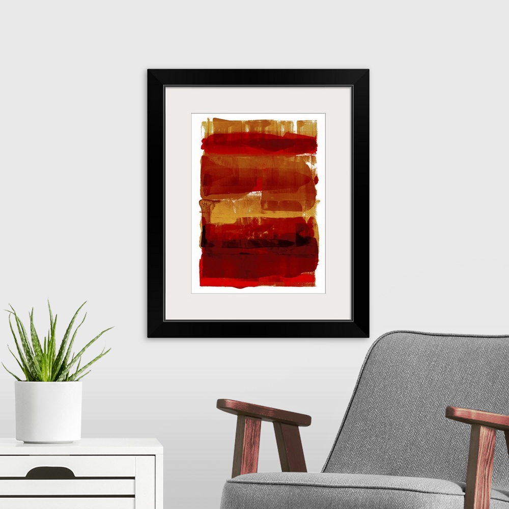 A modern room featuring Abstract Expressions Red
