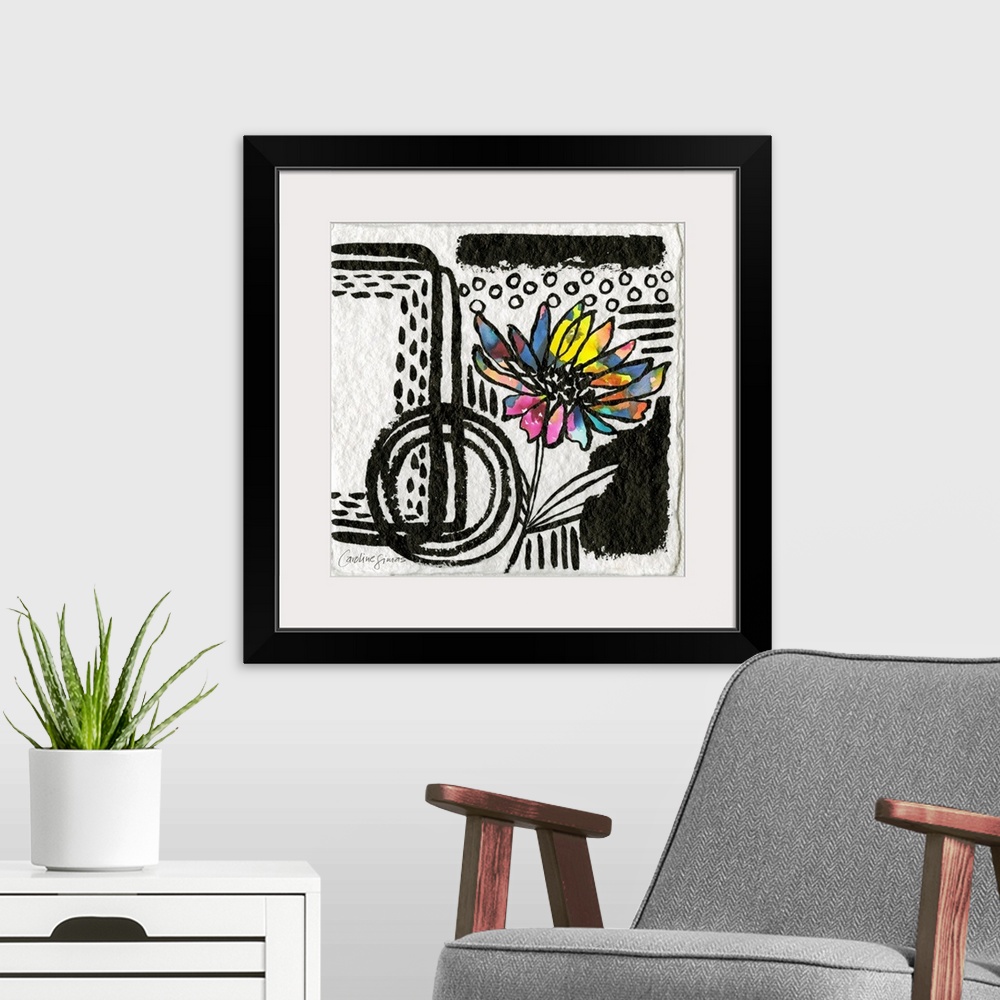 A modern room featuring This big and bold abstract will make an impactful design statement!