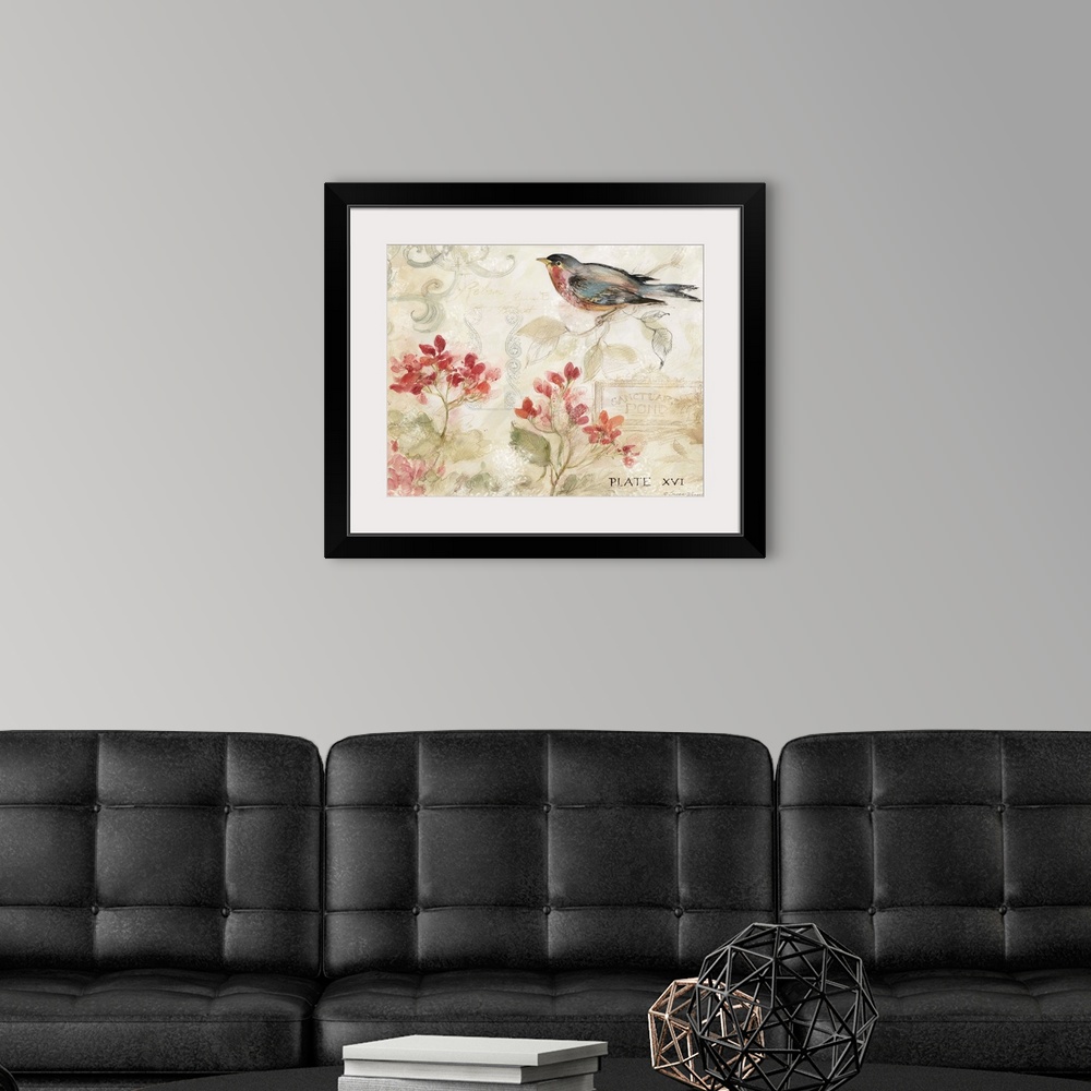 A modern room featuring Lovely, soft nature scene featuring the popular Robin.