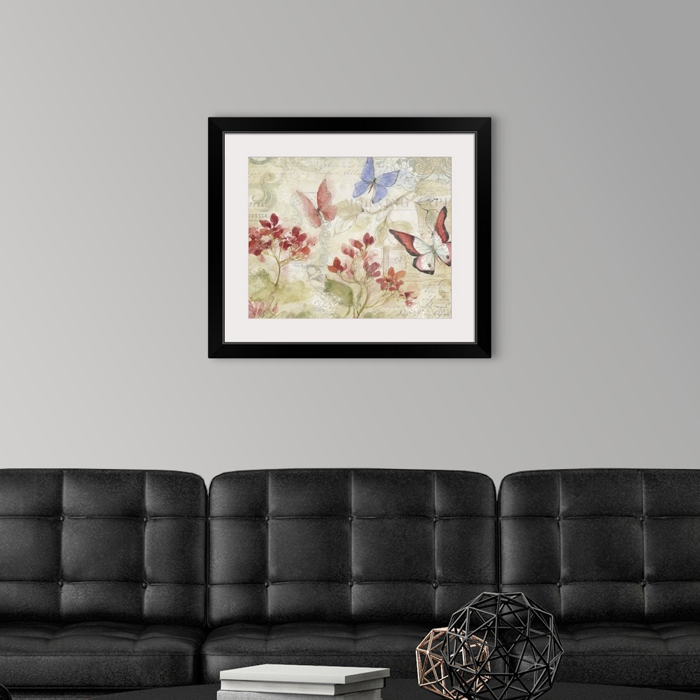 A modern room featuring Loose, sketchbook art treatment of beautiful butterflies is lovely for any decor