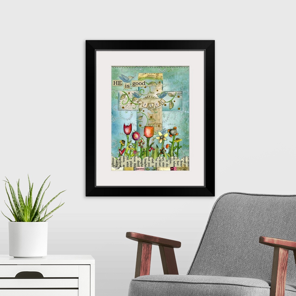 A modern room featuring Add a simply stated faith-based piece of art to your decor