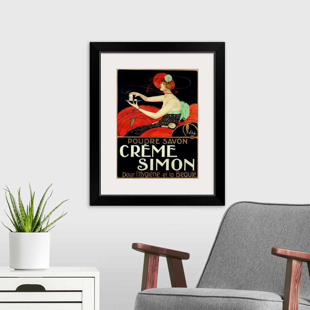 A modern room featuring Creme Simon Poster By Vila