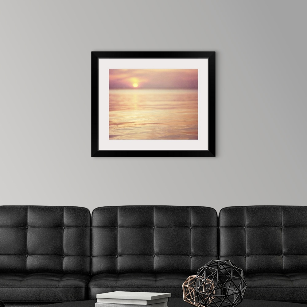 A modern room featuring Sunset on bay at New Jersey shore. USA.
