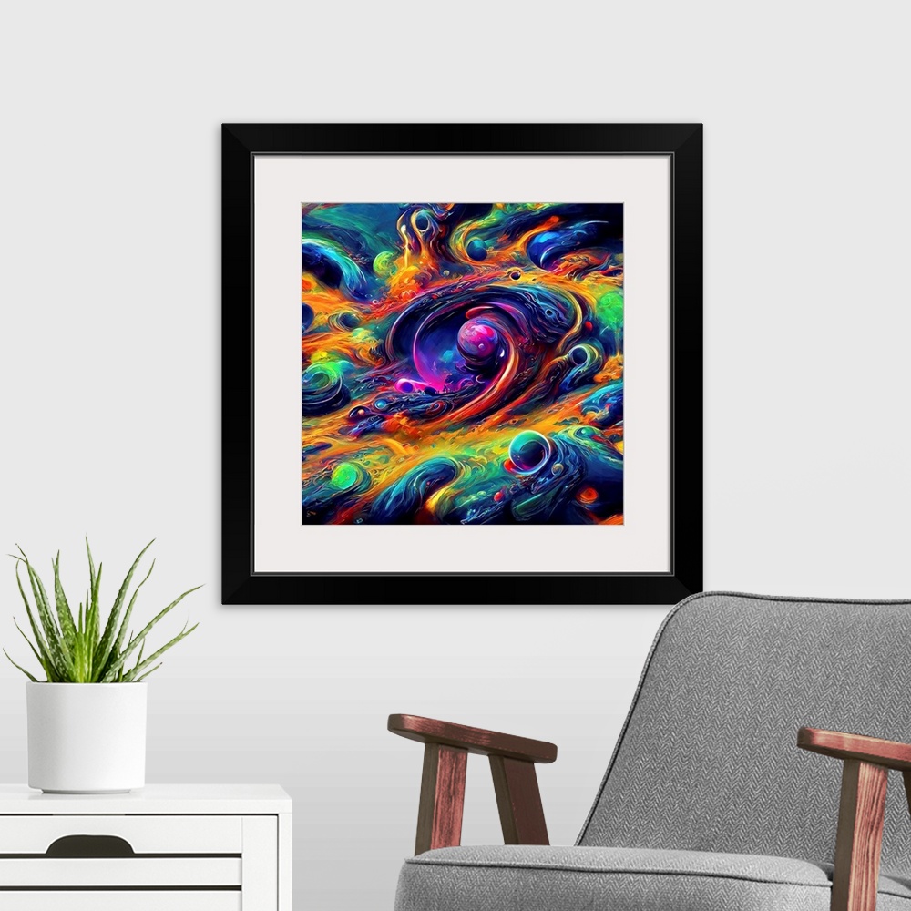 A modern room featuring Abstract Swirls Cosmic