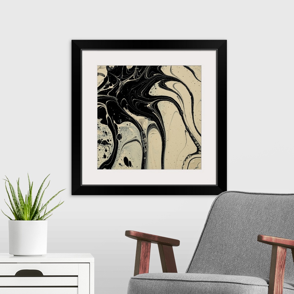 A modern room featuring Black And Tan Abstract 7