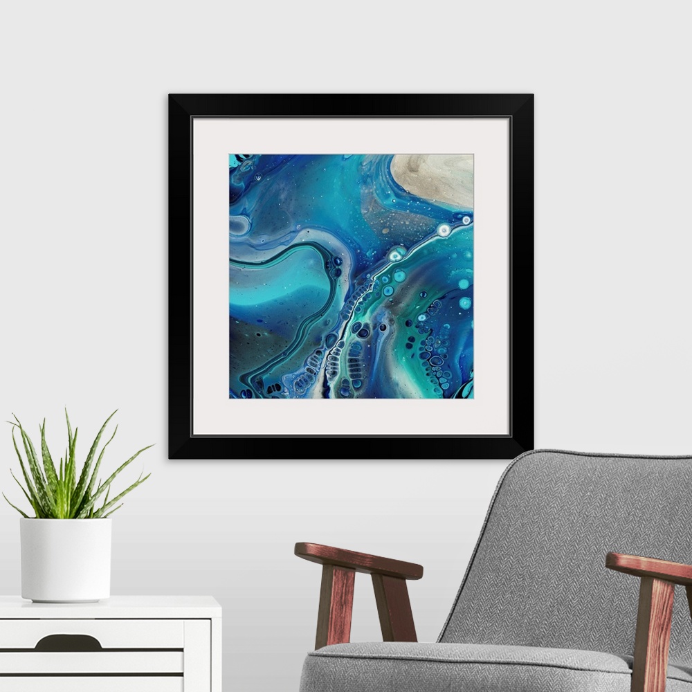 A modern room featuring Turquoise Abstract 8