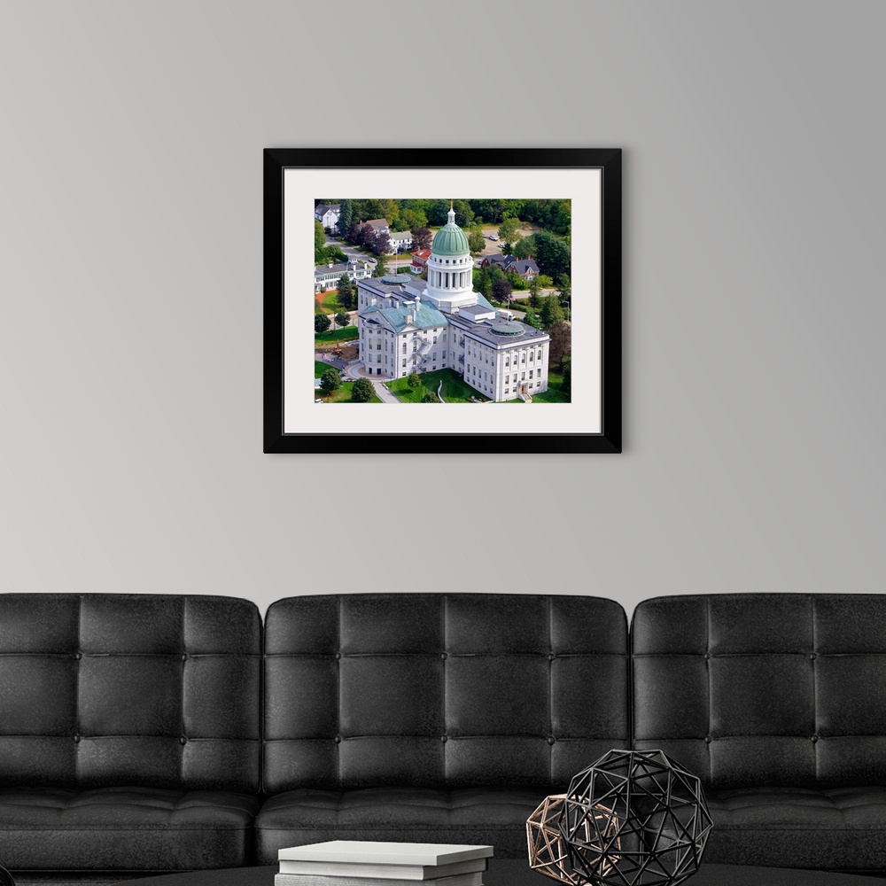 A modern room featuring Capitol Building, Augusta, Maine - Aerial Photograph