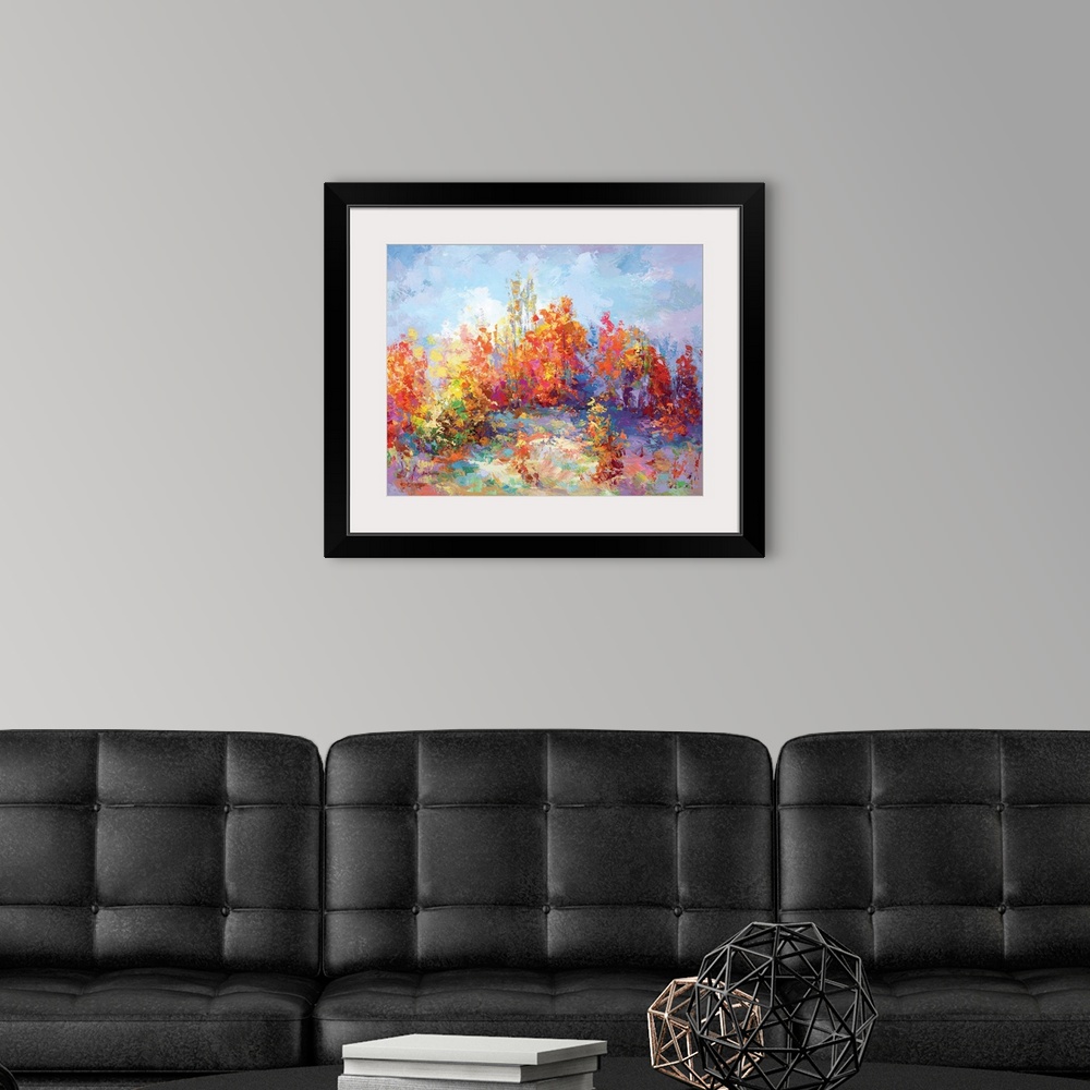 A modern room featuring Colorful Autumn Landscape II