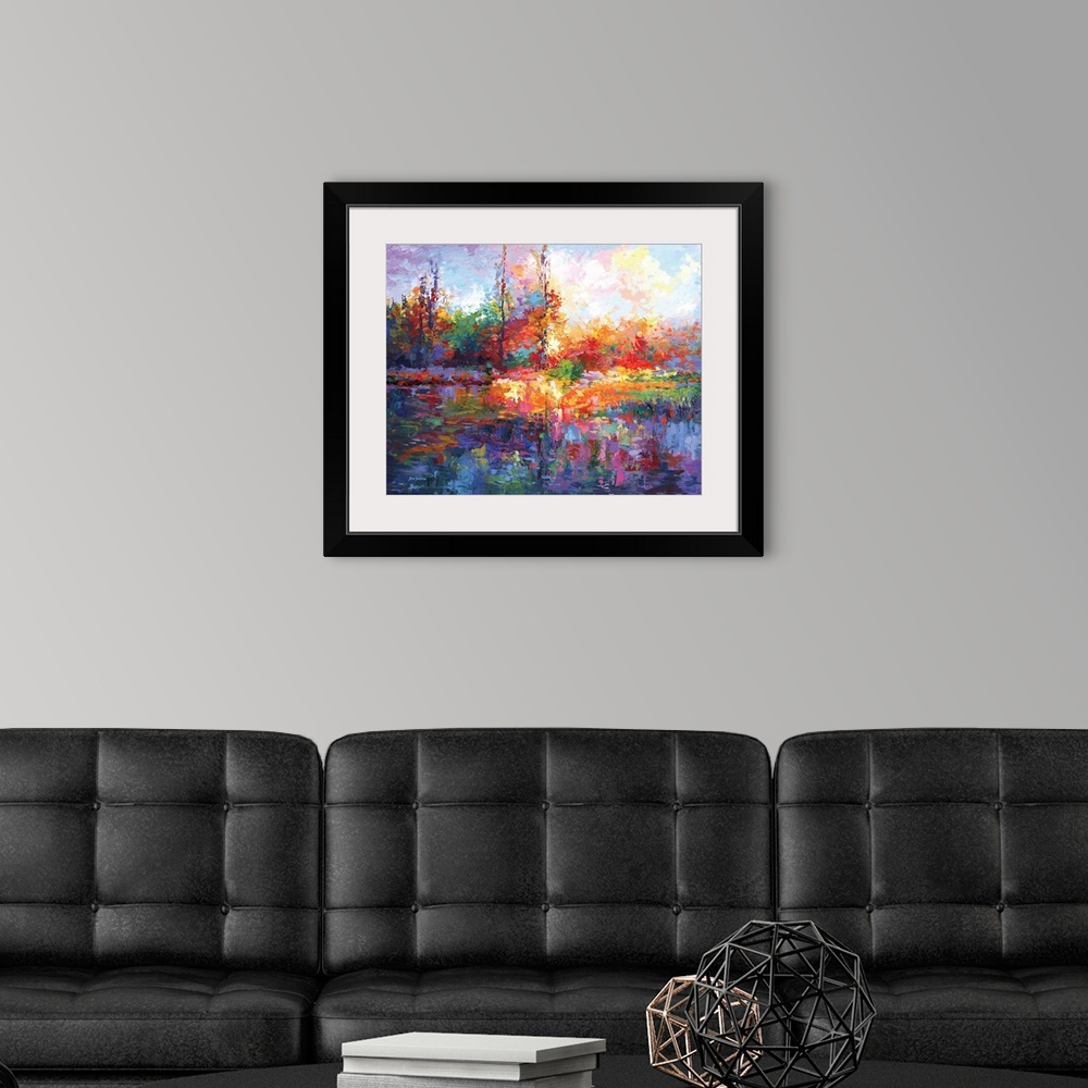 A modern room featuring Colorful Autumn Landscape III