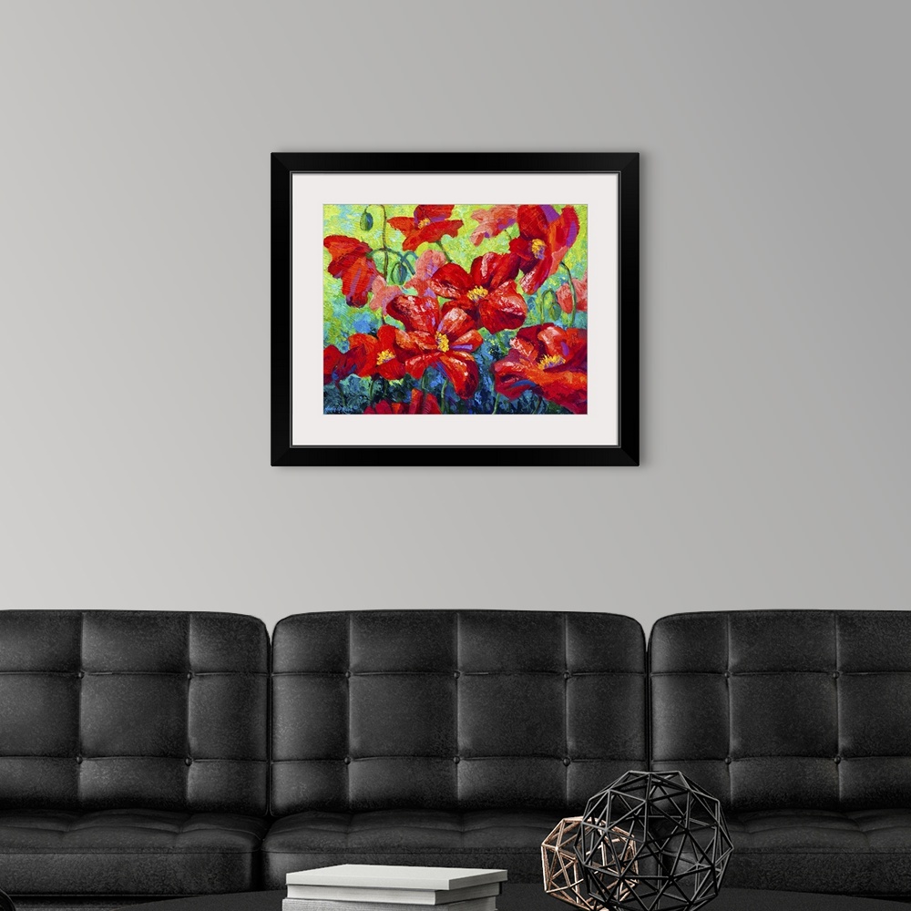 A modern room featuring Red Field Poppies