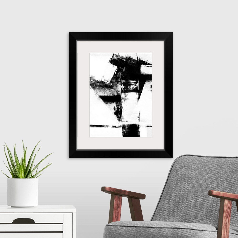 A modern room featuring Abstract Black and White No.11