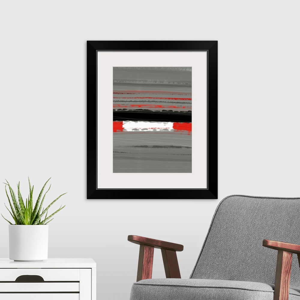 A modern room featuring Abstract Red IV