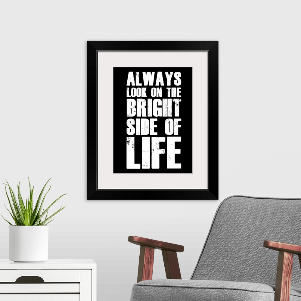 A modern room featuring Bright Side of Life Poster Poster Black
