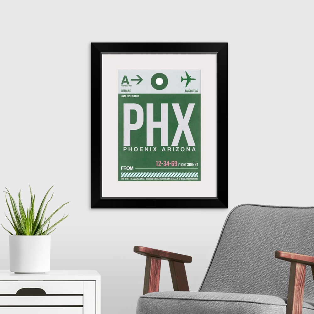 A modern room featuring PHX Phoenix Luggage Tag I