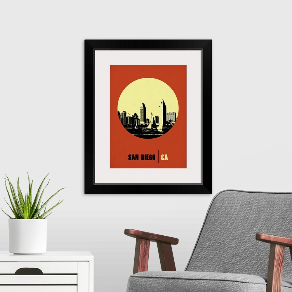 A modern room featuring San Diego Circle Poster II