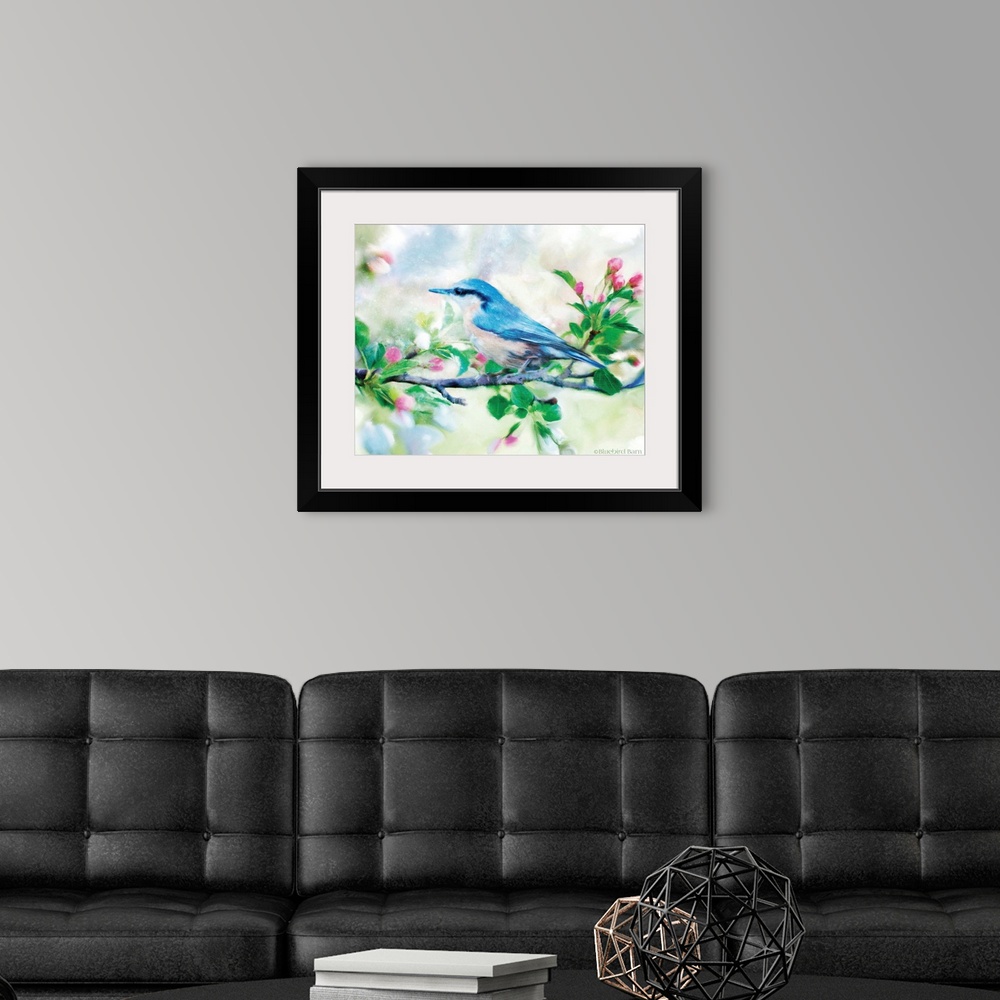 A modern room featuring Spring Blue Bird on a Bough
