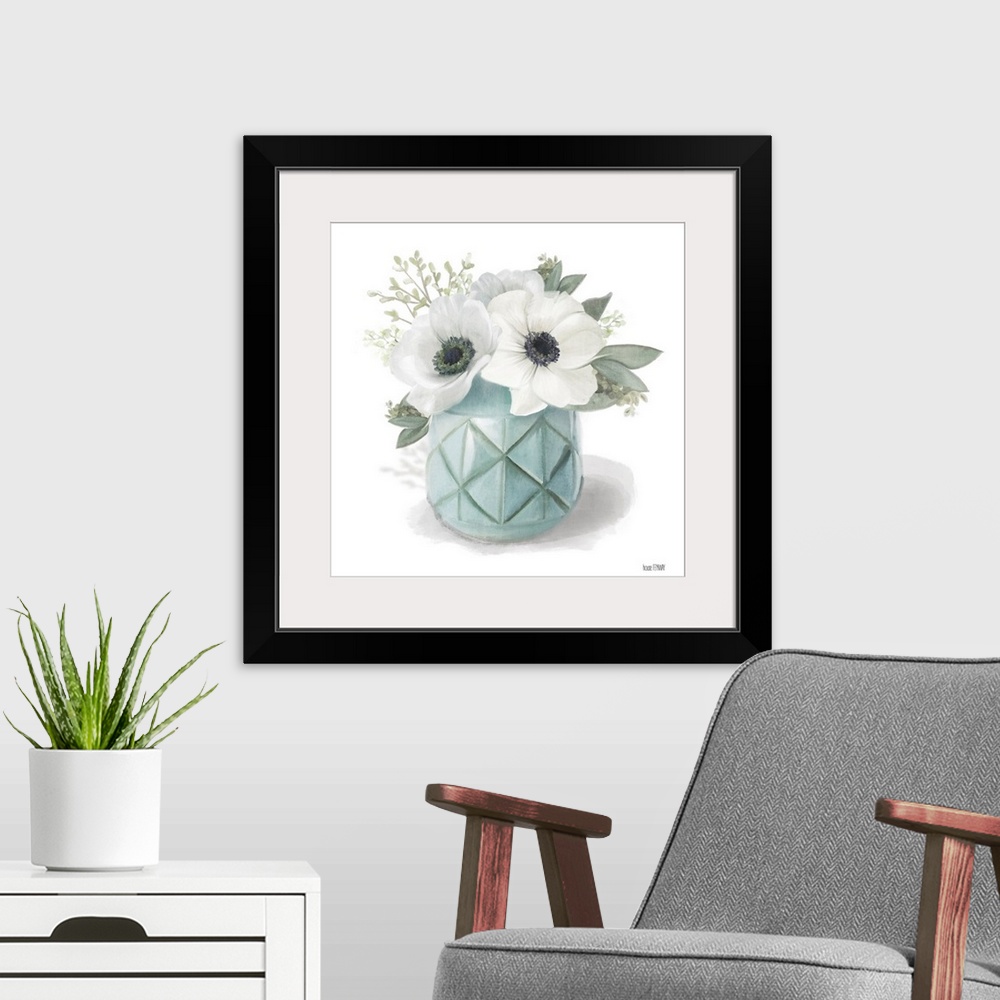A modern room featuring Winter Anemones - Blue