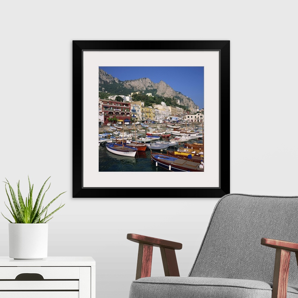 A modern room featuring Boats moored in the Marina Grande, Capri, Campania, Italy, Europe
