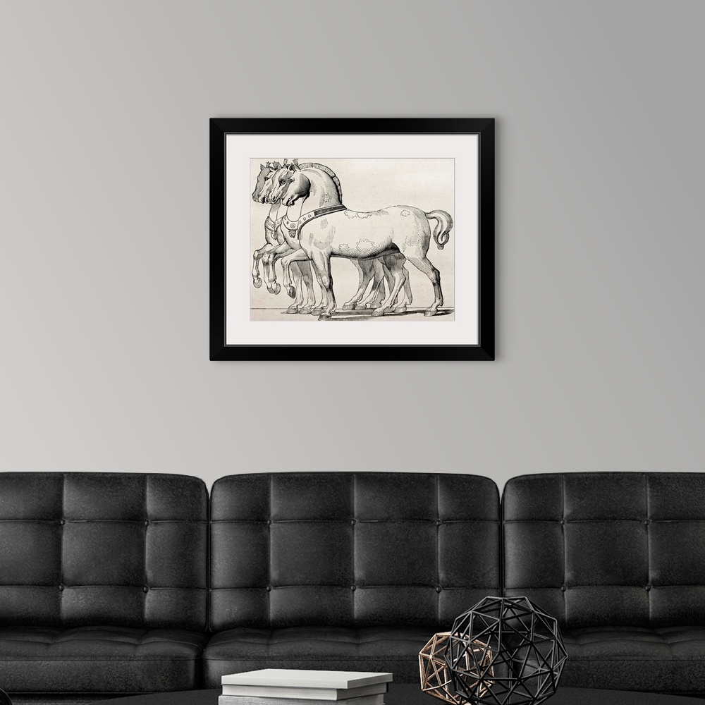 A modern room featuring St. Mark Basilica horses old illustration, Venice. By unidentified author, published on Magasin Pitt