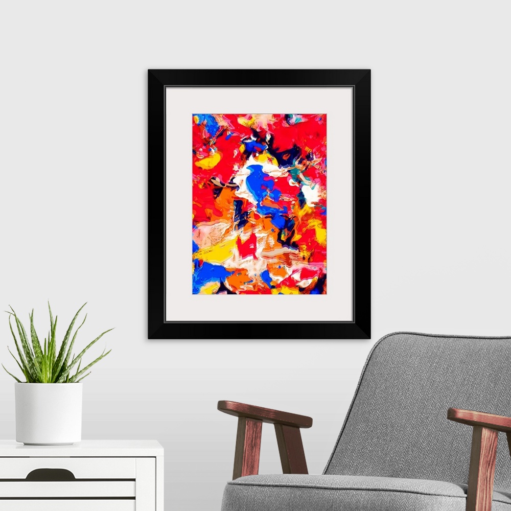 A modern room featuring abstract painting