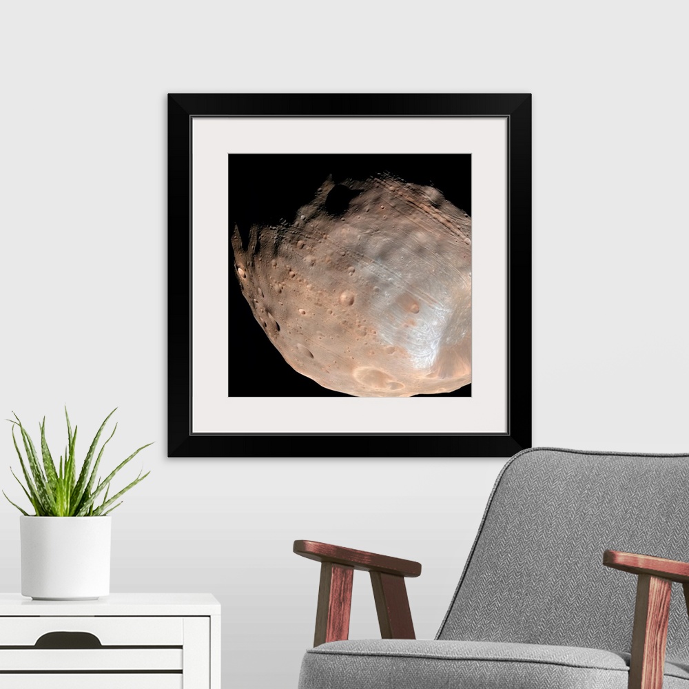 A modern room featuring Mars moon Phobos