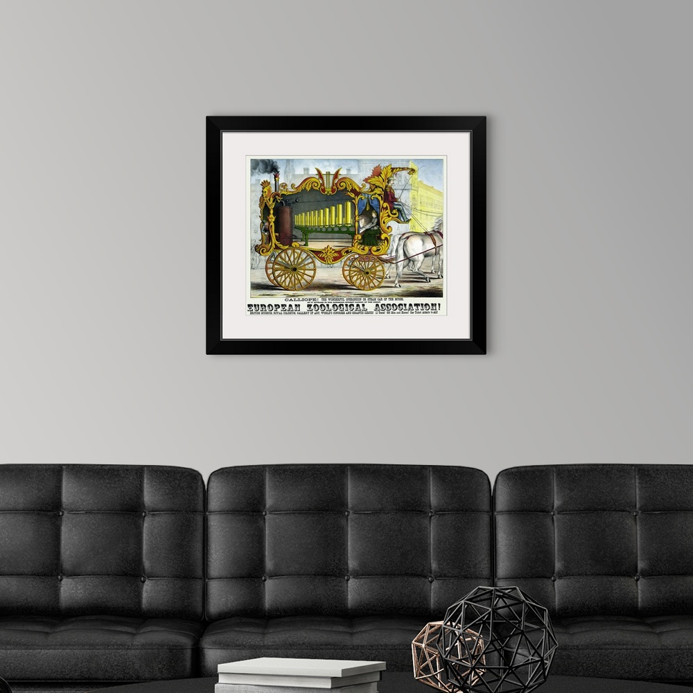 A modern room featuring Vintage Poster Of A Calliope Steam Organ Used In Circuses