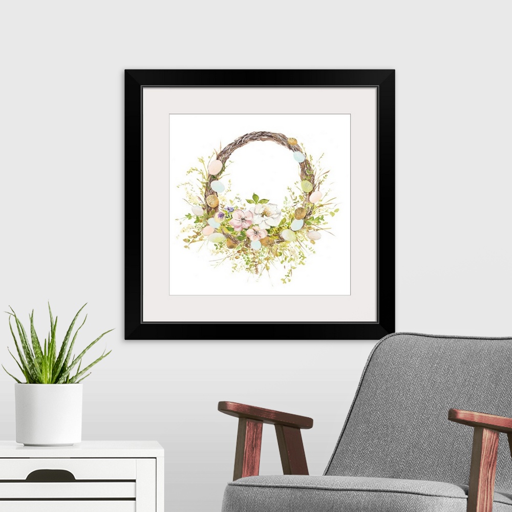 A modern room featuring Easter Wreath