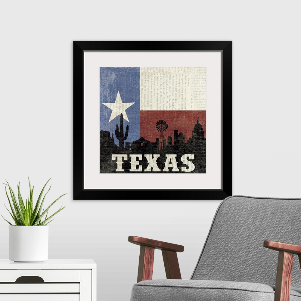 A modern room featuring Texas