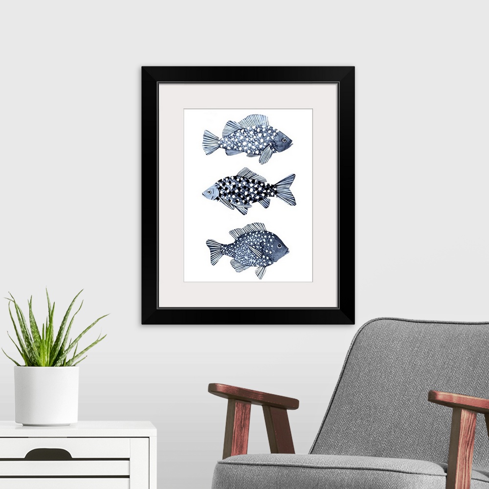 A modern room featuring Blue Fish I