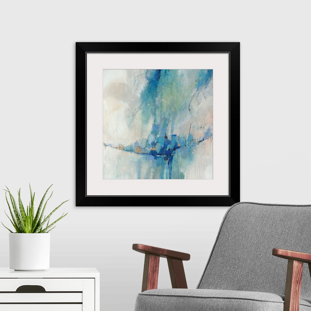 A modern room featuring Blue Stone Abstract II