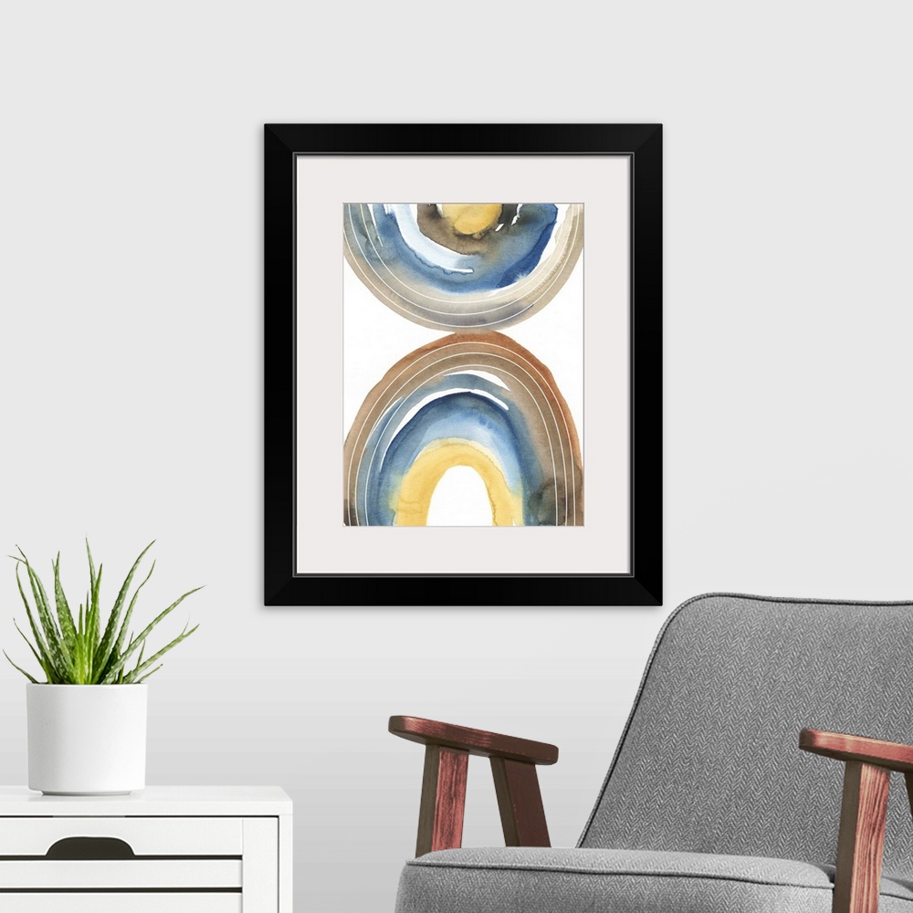 A modern room featuring Inspired by the rings of Saturn and a space expedition, this contemporary artwork reflects the wo...