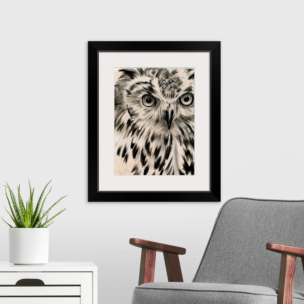 A modern room featuring Charcoal Owl I