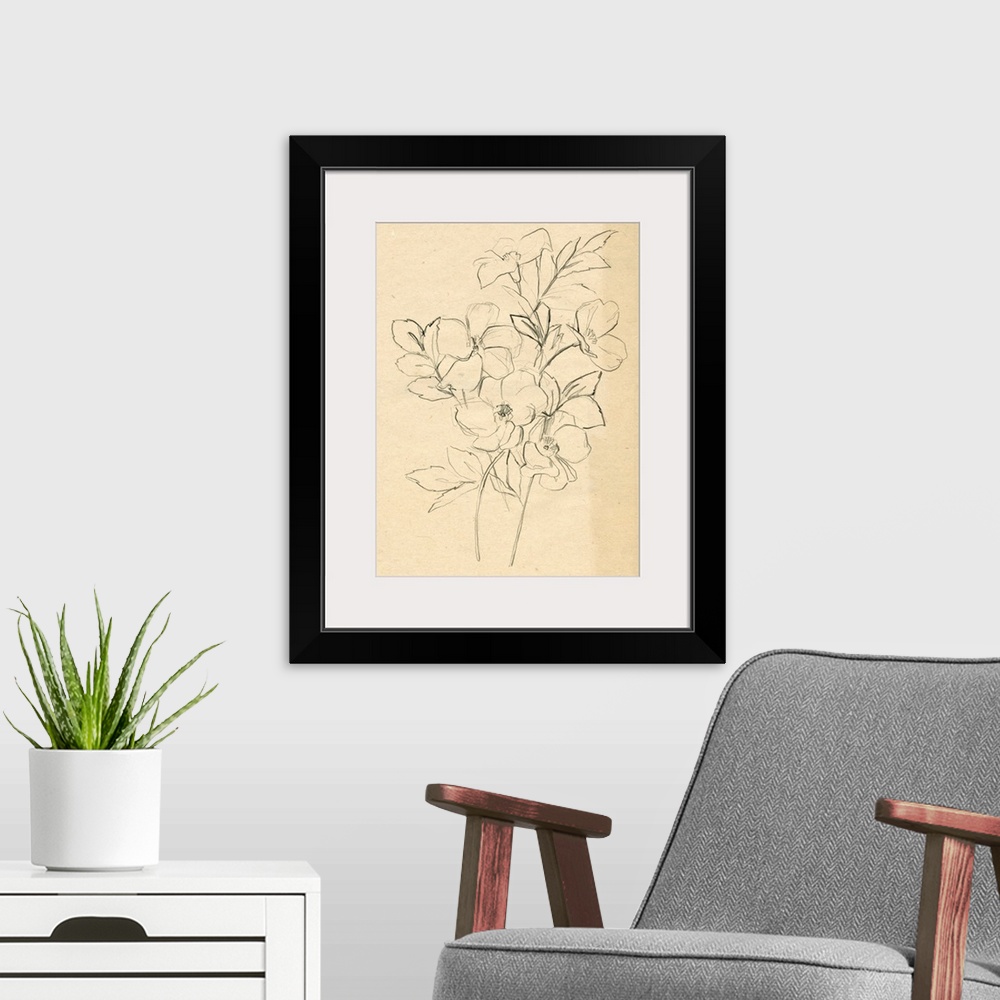 A modern room featuring Contour Flower Sketch I