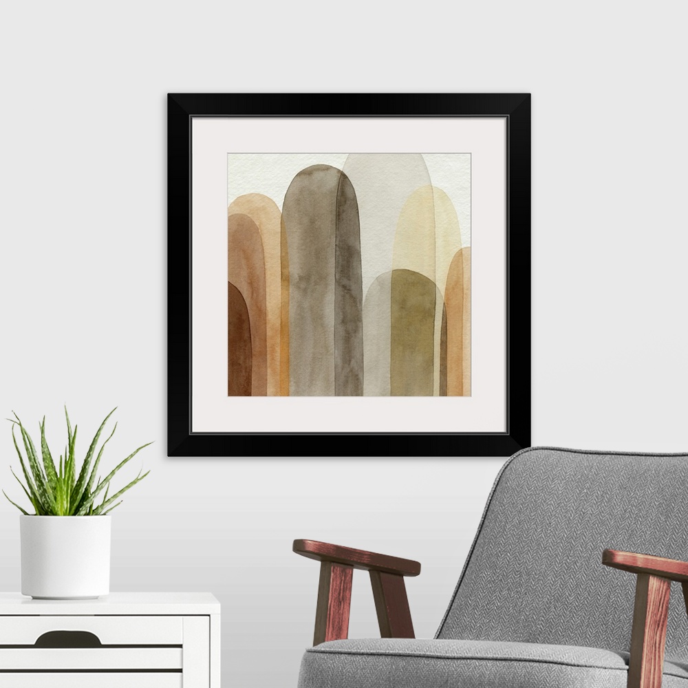A modern room featuring Desert Watercolor Arches I