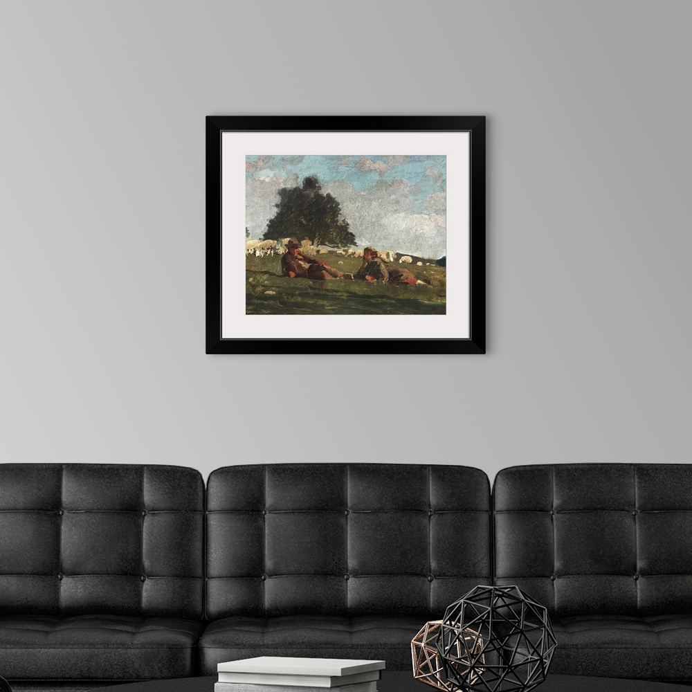 A modern room featuring Homer's Sheep Countryside I