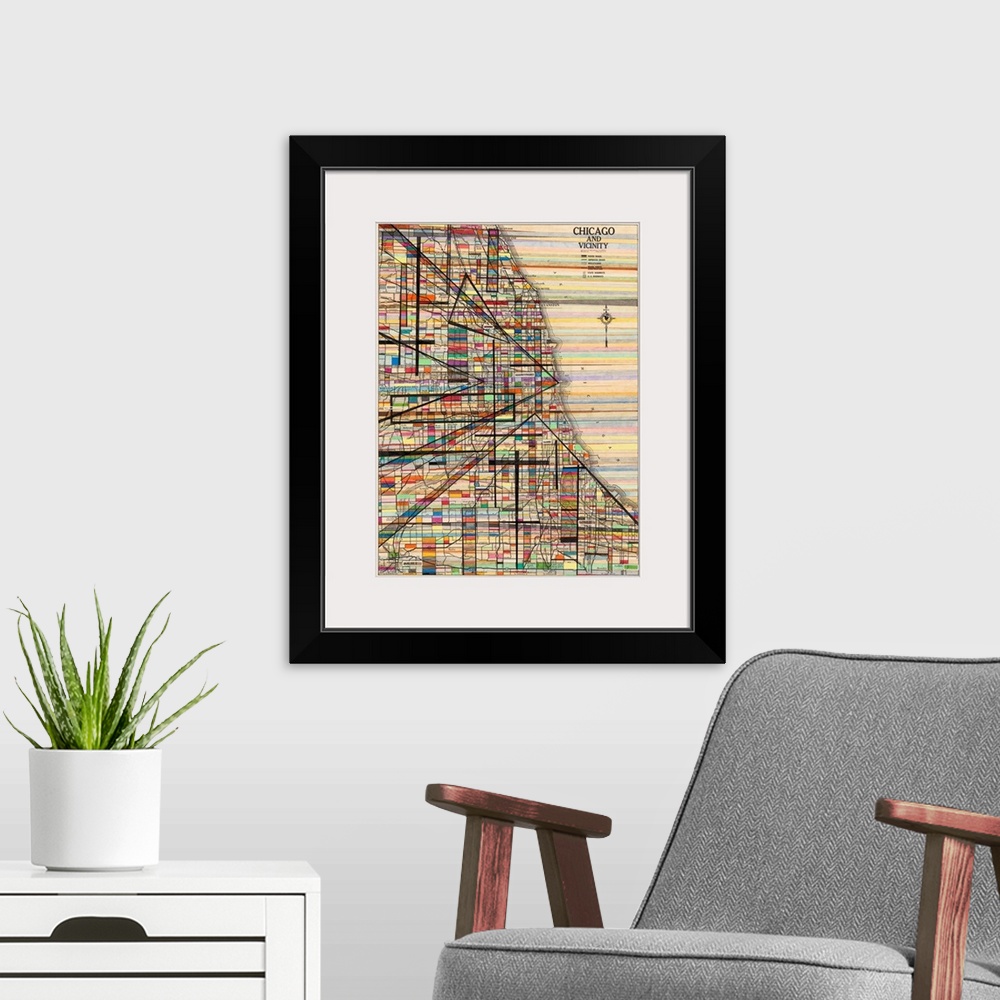 A modern room featuring Modern Map of Chicago