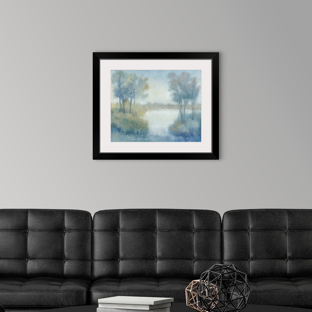 A modern room featuring Morning at the Pond I