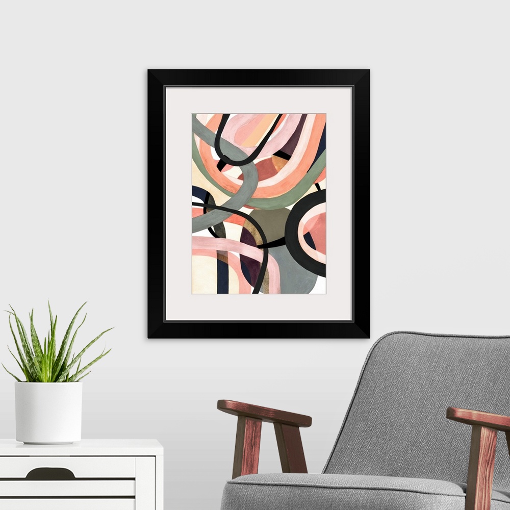 A modern room featuring Pastel Tangle I