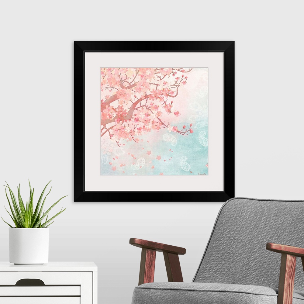 A modern room featuring Sweet Cherry Blossoms III