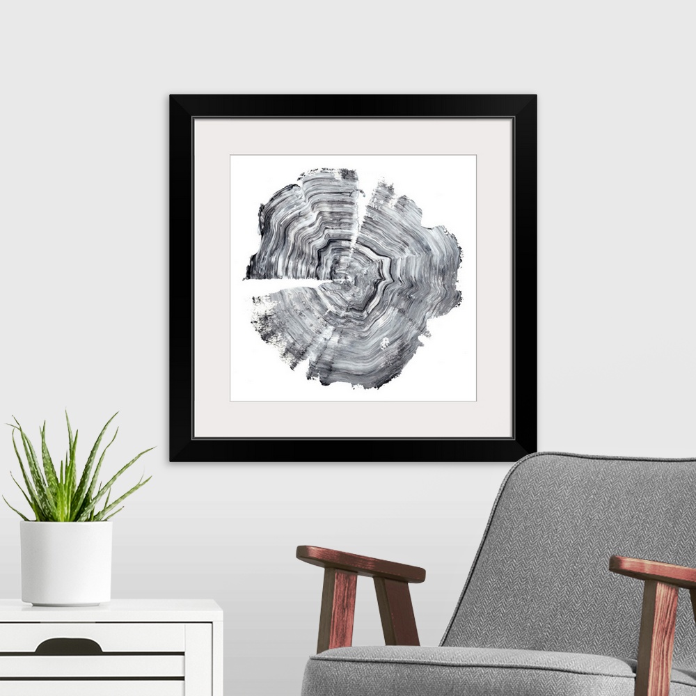 A modern room featuring Tree Ring Abstract IV