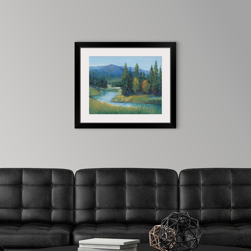 A modern room featuring Trout Stream II