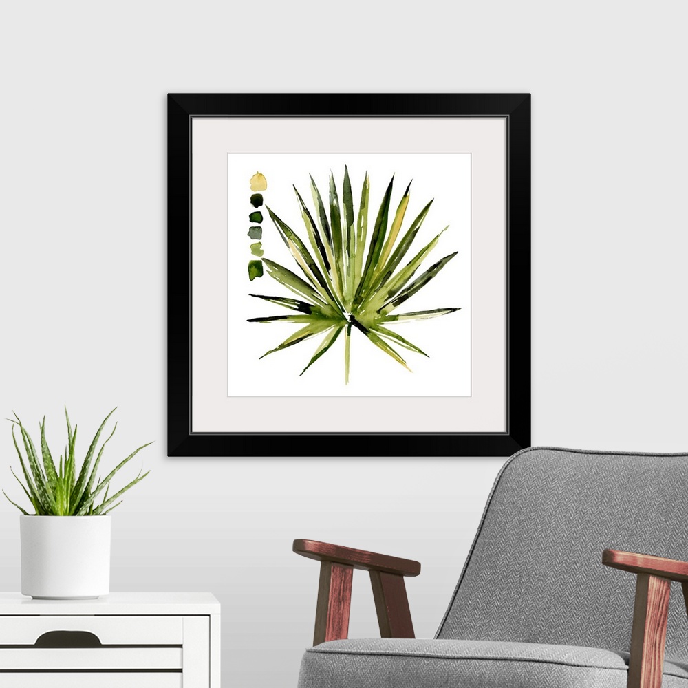 A modern room featuring Watercolor Palmetto Palms I