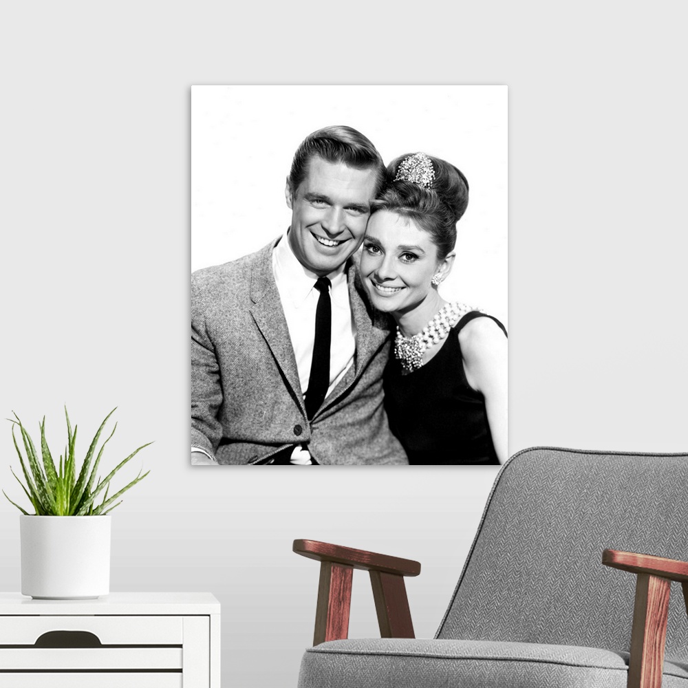 A modern room featuring BREAKFAST AT TIFFANY'S, George Peppard, Audrey Hepburn, 1961.