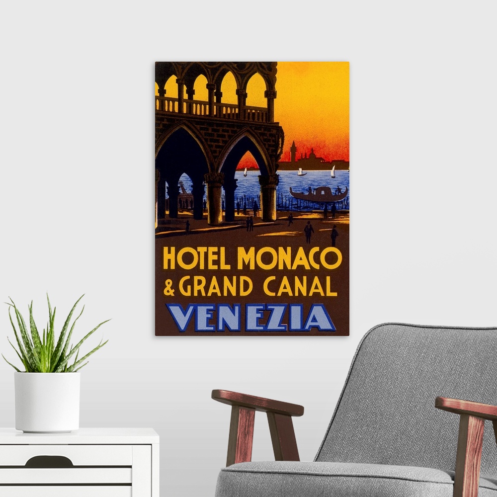 A modern room featuring Hotel Monaco and Grand Canal, Venezia, Italy, Travel Poster