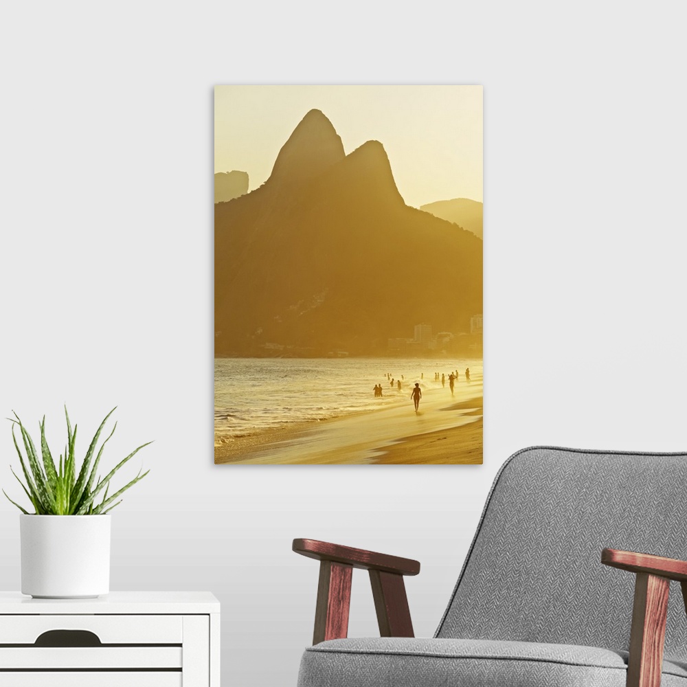 A modern room featuring Brazil, City of Rio de Janeiro, Ipanema Beach and Morro Dois Irmaos during sunset.