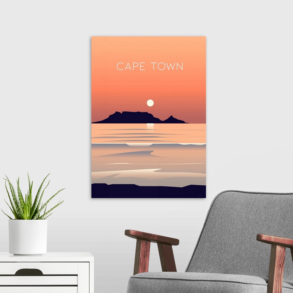 A modern room featuring South Africa Travel Poster